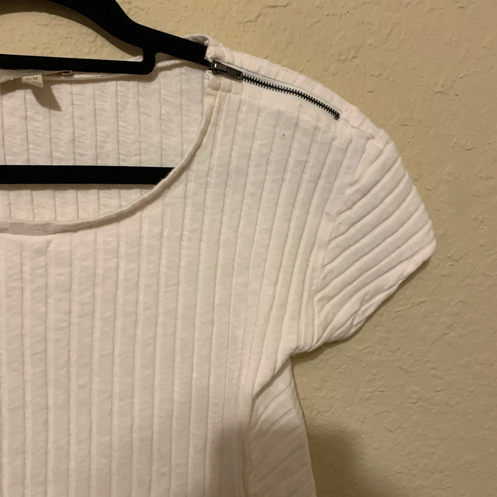 •Anthropologie• Bordeaux White Zipper shirt Sz M! - Picture 9 of 12